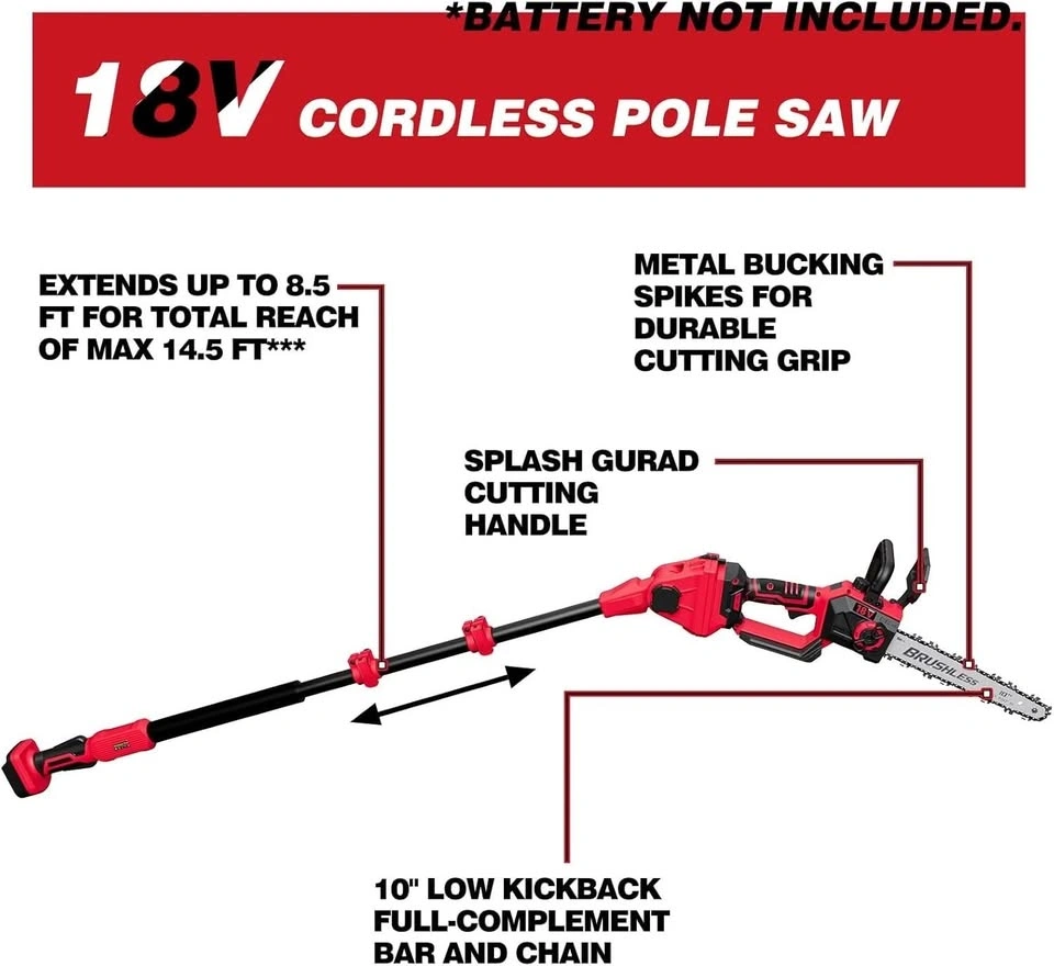 2-in-1 Cordless 10-Inch Pole Saw & Handheld Chainsaw - photo 4