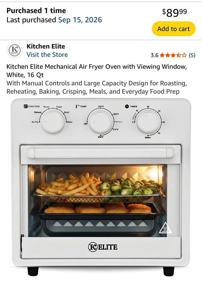 16 Qt Air Fryer Oven with Viewing Window (White/Pink)