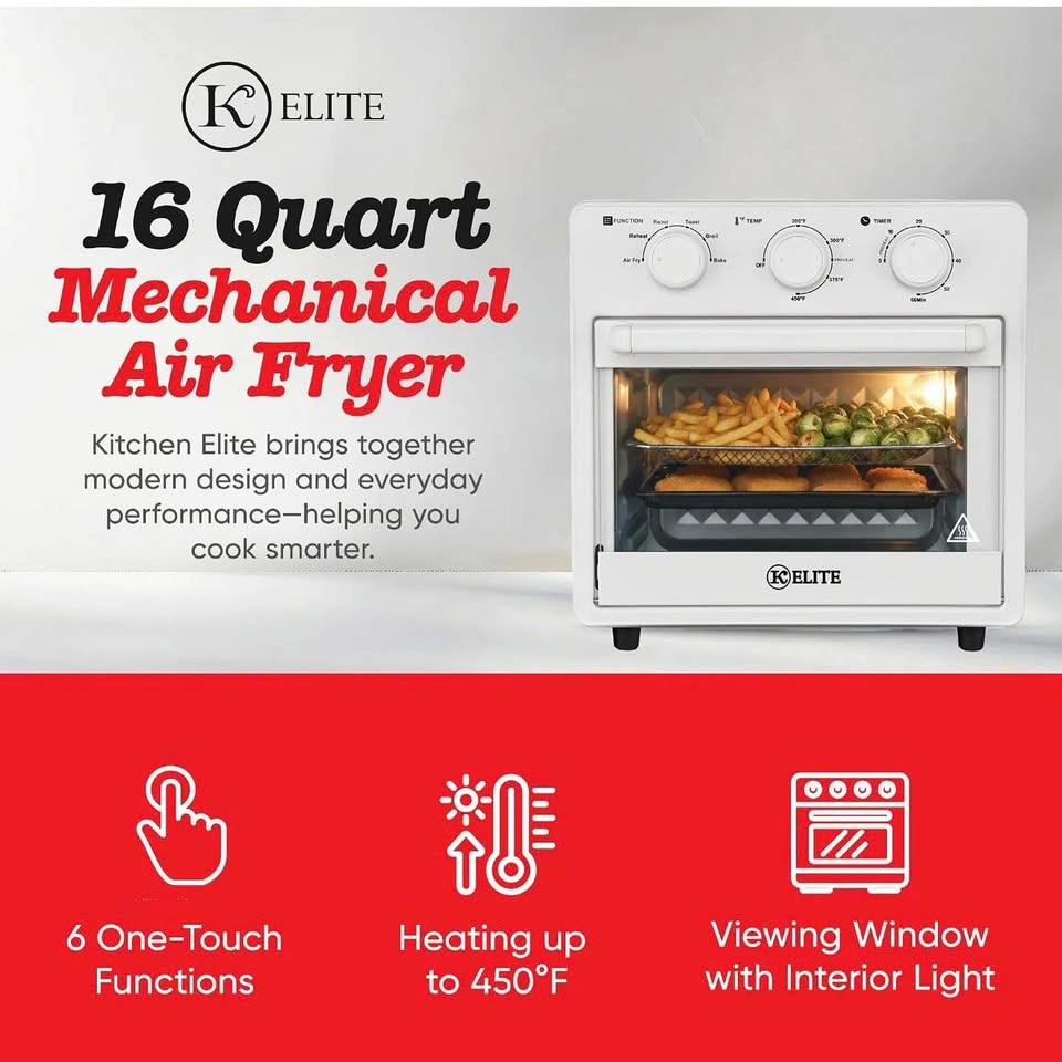 16 Qt Air Fryer Oven with Viewing Window (White/Pink) - photo 3