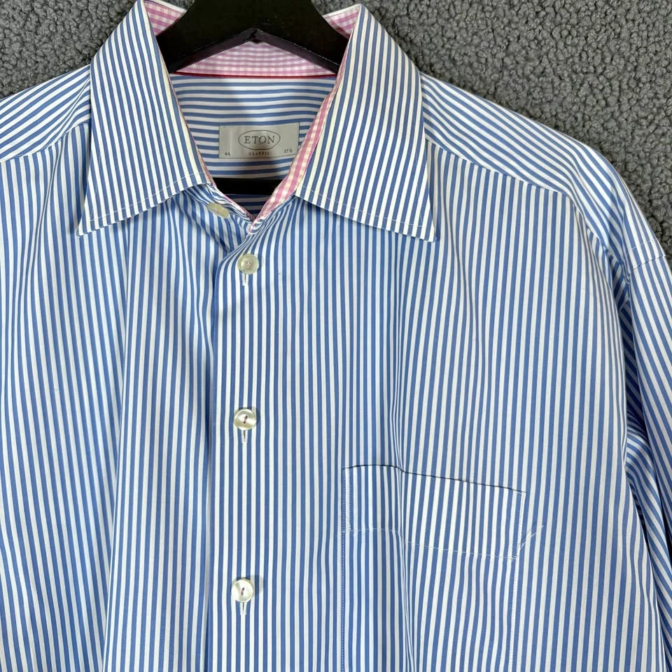 Eton Classic Fit Striped Button Up Dress Shirt - Men's 44/17.5
