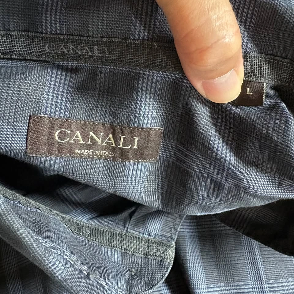 Canali Cotton Plaid Button Up Long Sleeve Shirt - Men's L - photo 4