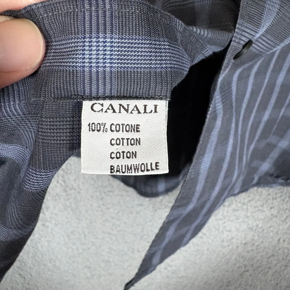 Canali Cotton Plaid Button Up Long Sleeve Shirt - Men's L - photo 5