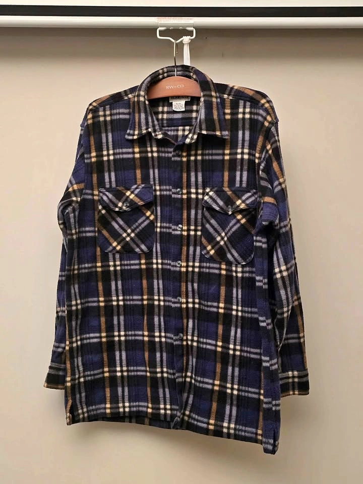 ULARI Men's XL Plaid Fleece Shirt Jacket