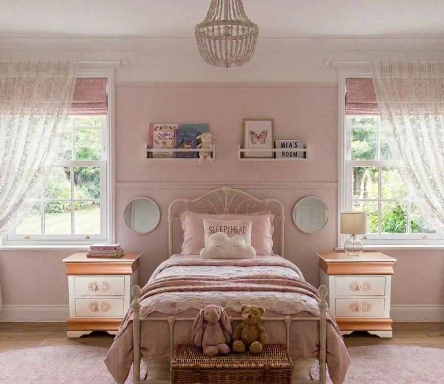 Rose Gold & Victorian Lace Child's MCM Nightstands - Pair - photo 2