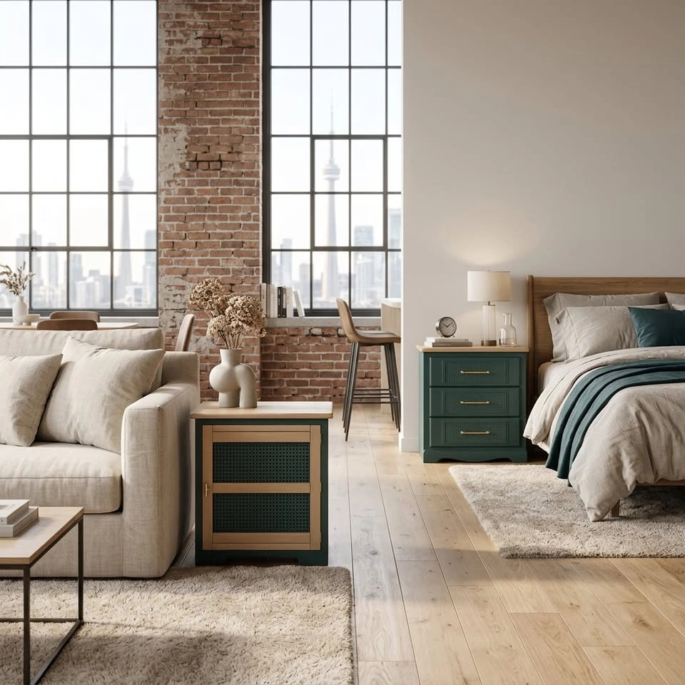 Solid Pine "Hidden Gem" & Rattan Accent Set - photo 2
