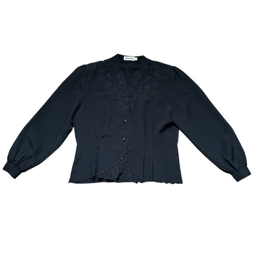 Vintage 90's Nonpareil Black Button Up Blouse - M - photo 2