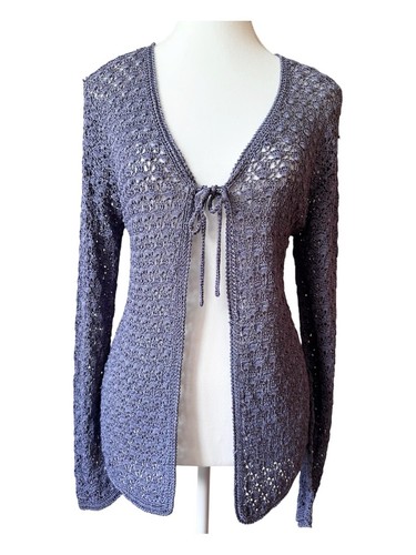 Vintage Y2K Crochet Cardigan Sweater Long Sleeve - L