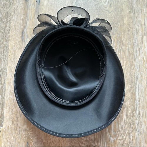 Vintage 80's Black Satin Green Lace Fascinator Hat - photo 4