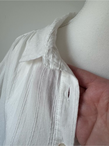 Andreé by Unit 100% Cotton White Cap Sleeve Henley Shirt 3X - photo 3