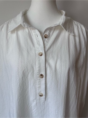 Andreé by Unit 100% Cotton White Cap Sleeve Henley Shirt 3X - photo 4