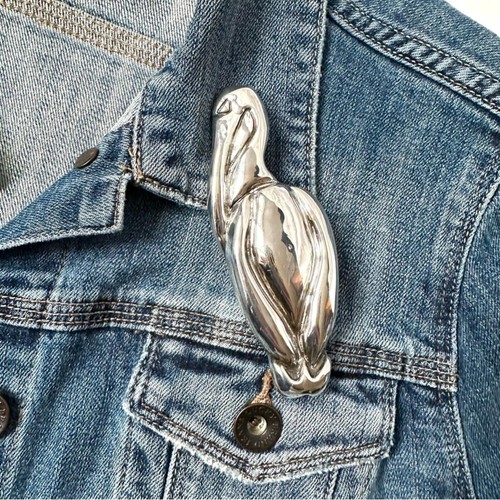 Vintage 80s Sterling Silver 925 Pelican Stork Brooch - photo 2