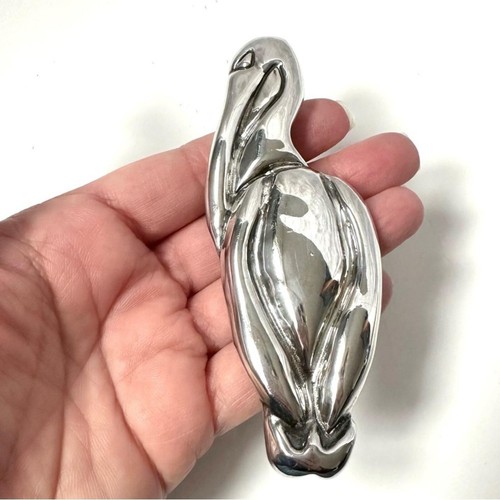 Vintage 80s Sterling Silver 925 Pelican Stork Brooch - photo 3