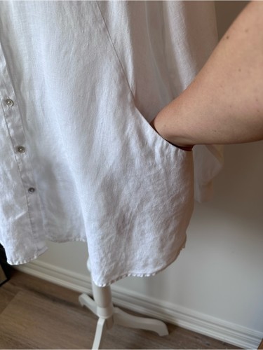 Sigrid Olsen 100% Linen White Button-Up Shirt w/ Pockets - 1X - photo 4