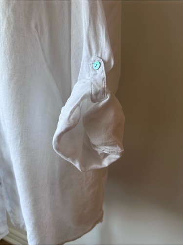 Sigrid Olsen 100% Linen White Button-Up Shirt w/ Pockets - 1X - photo 5
