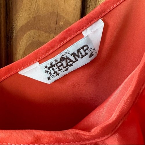 Vintage Y2K Tramp Ruffled Sleeveless Blouse Salmon Coral - M - photo 4