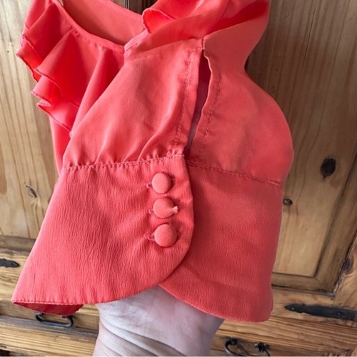 Vintage Y2K Tramp Ruffled Sleeveless Blouse Salmon Coral - M - photo 5