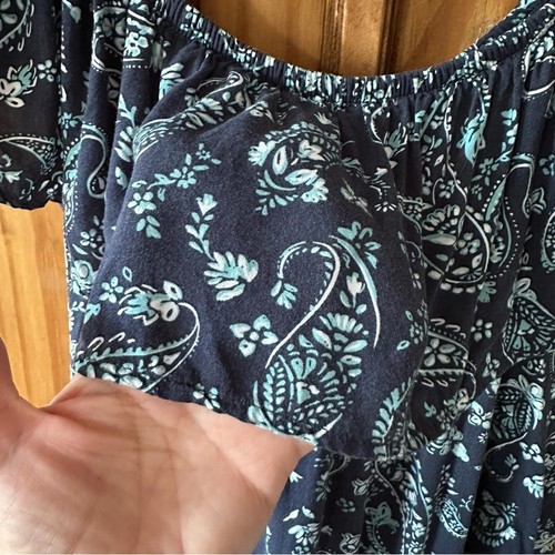 Blue Boho Paisley Off The Shoulder Flounce Neck Summer Dress - photo 5