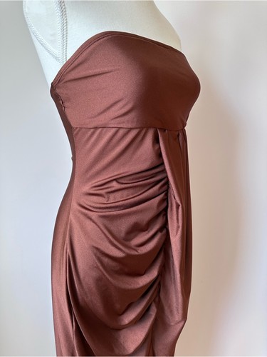 NWT Strapless Ruched Midi Dress Chocolate Brown - Size L - photo 2