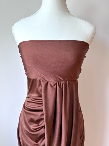 NWT Strapless Ruched Midi Dress Chocolate Brown - Size L - photo 3