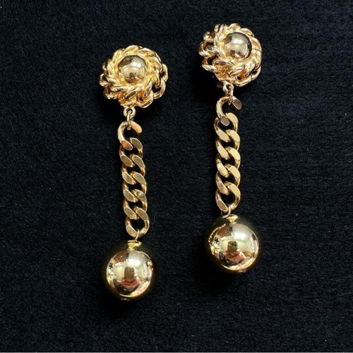 Vintage Ben-Amun Signed Gold Chain Long Dangle Clip-On Earrings - photo 3