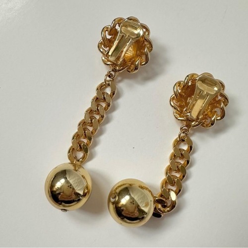 Vintage Ben-Amun Signed Gold Chain Long Dangle Clip-On Earrings - photo 5