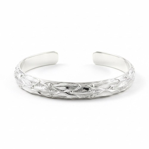 Shiny 925 Sterling Silver Reptilian Open Cuff Bangle Bracelet - photo 2