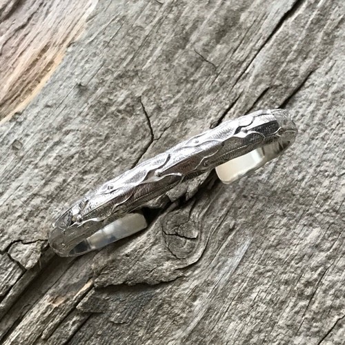 Shiny 925 Sterling Silver Reptilian Open Cuff Bangle Bracelet - photo 3