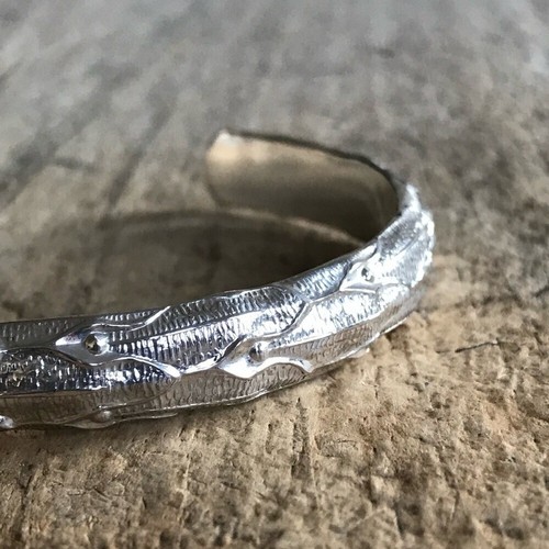 Shiny 925 Sterling Silver Reptilian Open Cuff Bangle Bracelet - photo 5