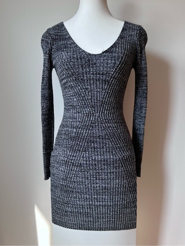 Vintage Y2K Dynamite Ribbed Sweater Dress V-Neck - S