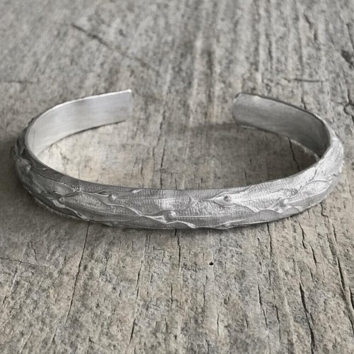 Brushed Sterling Silver Reptilian Skin Wide Cuff Bangle Bracelet - photo 3