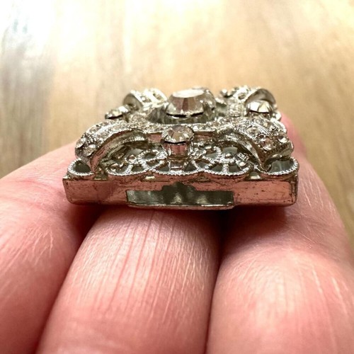 1pc Vintage Art Deco Crystal and Silvertone Clasp - 35x25mm - photo 4