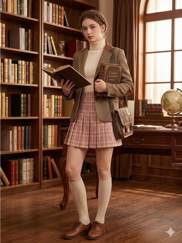 Plaid Pink Yellow Pleated Skort Built In Shorts Retro