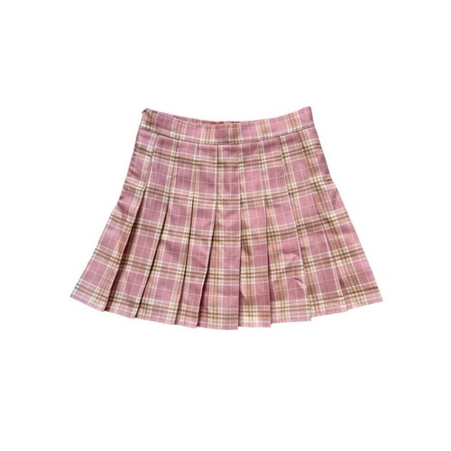 Plaid Pink Yellow Pleated Skort Built In Shorts Retro - photo 2