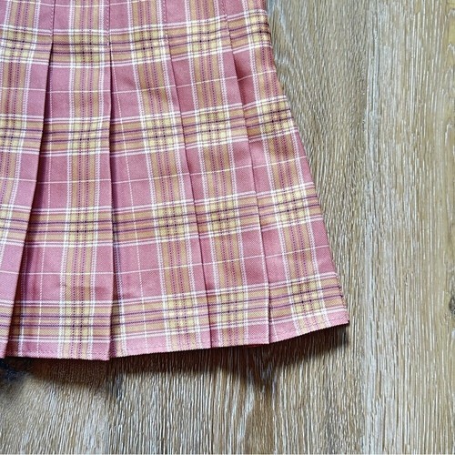 Plaid Pink Yellow Pleated Skort Built In Shorts Retro - photo 3