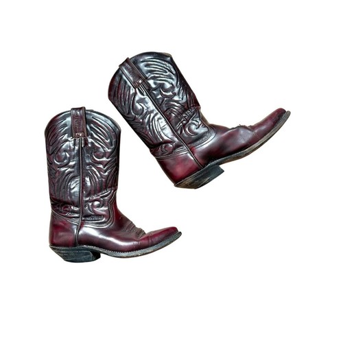Vintage 80's Sancho Leather Cowboy Boots - Oxblood (37 EU)