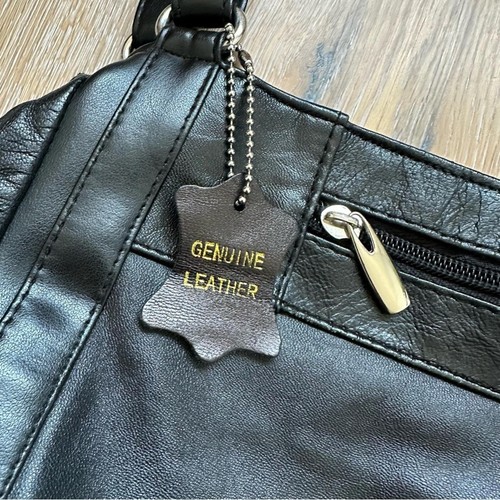 Vintage 90's Genuine Leather Black Patchwork Shoulder Bag - photo 2