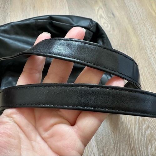 Vintage 90's Genuine Leather Black Patchwork Shoulder Bag - photo 3