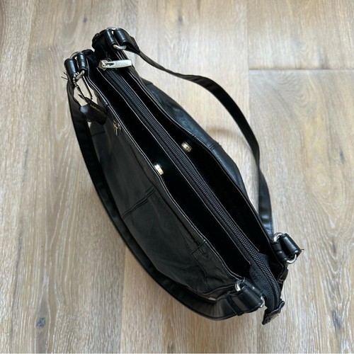 Vintage 90's Genuine Leather Black Patchwork Shoulder Bag - photo 4