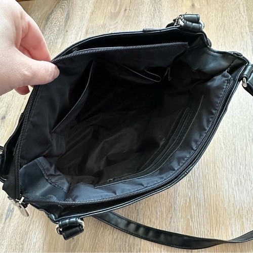 Vintage 90's Genuine Leather Black Patchwork Shoulder Bag - photo 5