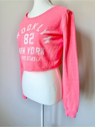 Vintage 90's Streetwear Society Neon Pink Cropped Sweatshirt - photo 2