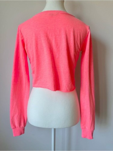 Vintage 90's Streetwear Society Neon Pink Cropped Sweatshirt - photo 3