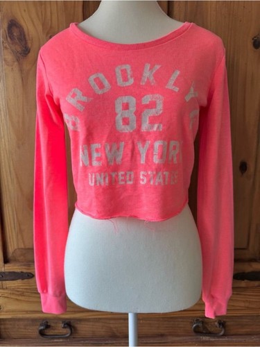 Vintage 90's Streetwear Society Neon Pink Cropped Sweatshirt - photo 4