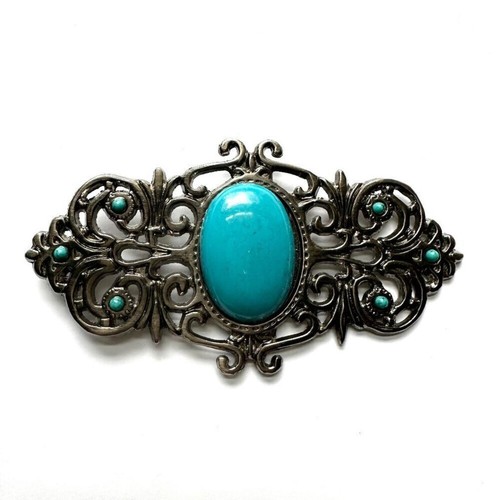 Vintage Filigree Belt Buckle with Faux Turquoise