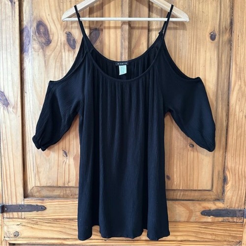 Sirens Black Cold Shoulder Tunic Mini Dress - Medium