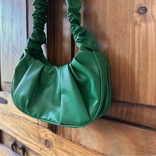 Vintage Y2K Green Ruched Mini Bag Pleated Shoulder Purse - photo 4