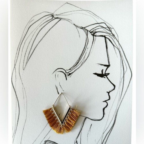 Gold Chevron Tassel Earrings Boho Aztec Southwestern - photo 4