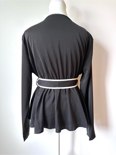 Black and White Peplum Wrap Top with Tie Belt - XL - photo 5