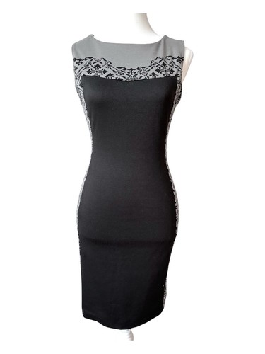 H&M Sleeveless Bodycon Dress Black and Grey - Small