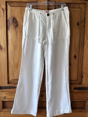 ESPRIT White Cotton Linen Blend Wide Leg Pants - Size 8 - photo 2