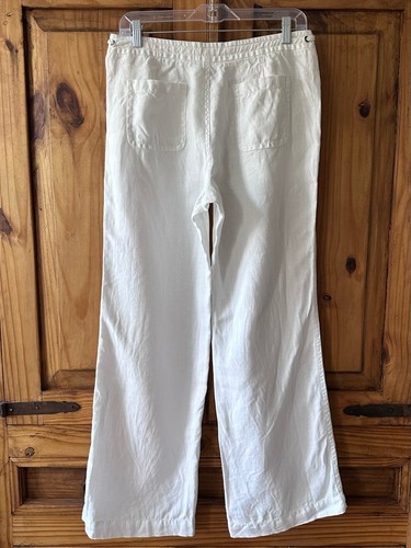 ESPRIT White Cotton Linen Blend Wide Leg Pants - Size 8 - photo 3